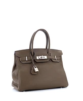 Pre-Owned HERMES Birkin 30 Handbag Verso Clemence with Palladium Hardware - Verso