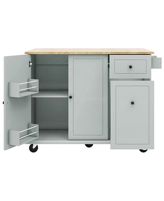 Kitchen Island with Drop Leaf and Expandable Counter Space for Small Spaces