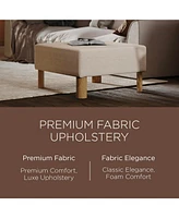 Maven Lane Lena Contemporary Upholstered Ottoman w/ Refined Natural Wood Finish