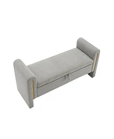 Modern Teddy Bed End Bench with Arms and Storage,Upholstered Large Foot Rest Stool, Comfy Window Vanity Bench for Living Room,Bedroom,Dorm,coffee Tabl