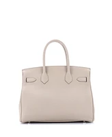 Pre-Owned HERMES Birkin 30 Handbag Grey Togo with Palladium Hardware