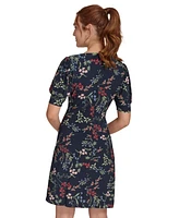 Tommy Hilfiger Women's Floral-Print Puffed-Sleeve Dress