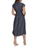 Tommy Hilfiger Women's Denim Midi Cap-Sleeve Shirtdress