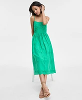 Juniors' Eyelet Square-Neck Strappy Midi Dress, Created for Macy's