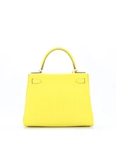 Pre-Owned HERMES Kelly 28 Handbag Yellow Evercolor with Palladium Hardware