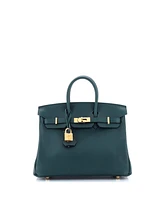 Pre-Owned HERMES Birkin 25 Handbag Green Swift with Gold Hardware