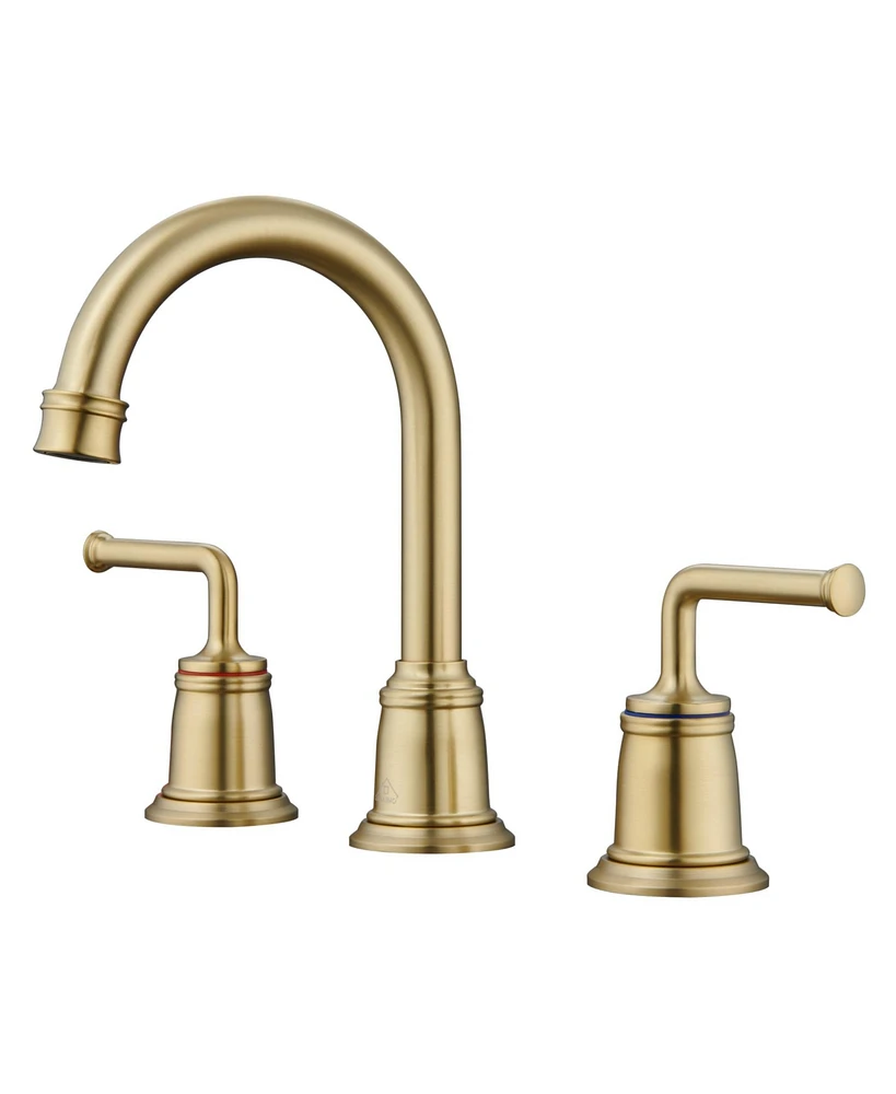 2-Handle Bathroom Sink Faucet with Drain Assembly lavatory Pop Up and cUPC Supply Hoses, Brushed Gold