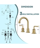 2-Handle Bathroom Sink Faucet with Drain Assembly lavatory Pop Up and cUPC Supply Hoses, Brushed Gold
