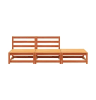 Patio Sofa Armless with Footstool Wax Brown Solid Wood Pine