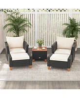 5 Pieces Patio Furniture Set with Loveseat and Armchairs for Porch
