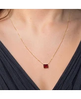 The Lovery Garnet Emerald Cut Single Bezel Necklace 14K Gold