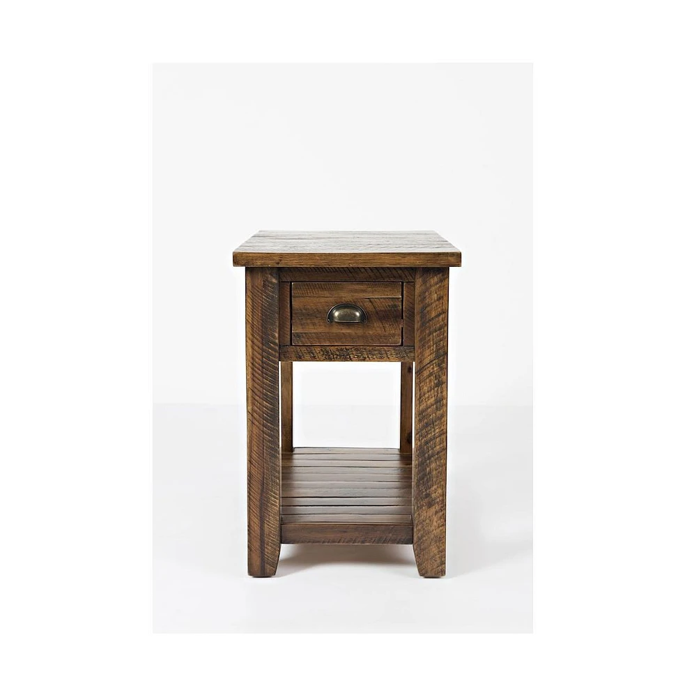 Artisan's Craft Rustic Farmhouse Distressed Solid Wood Chairside Table