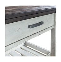 Farmhouse Server in Two Tone White w/ Wood Tone Top