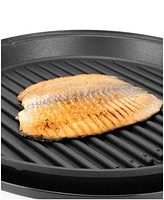 Elite Cuisine 12-Inch Stainless Steel Deluxe Indoor Grill with Tempered Glass Lid
