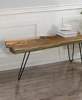 StyleCraft Home Collection 39.5" Iron Baron Contemporary Live Edge Paperclip Leg Coffee Table