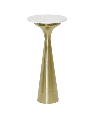 StyleCraft Home Collection 10" Iron Round Transitional Marble Top Drink Table