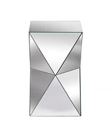 StyleCraft Home Collection 12.4" Glass Contemporary Harlequin Mirrored Pedestal Table