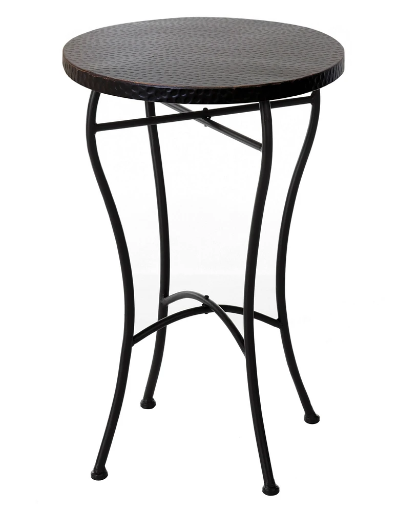 StyleCraft Home Collection 16.2" Iron Round Industrial Hammered Accent Table