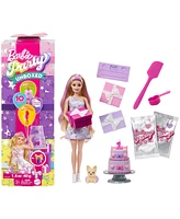 Barbie Party Unboxed Pet Birthday Series Doll & Accessories, Birthday Bows Set with 10 Surprises