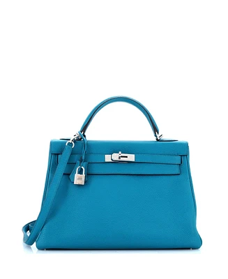 Pre-Owned HERMES Kelly Handbag Togo with Palladium Hardware