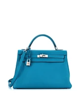 Pre-Owned HERMES Kelly Handbag Togo with Palladium Hardware