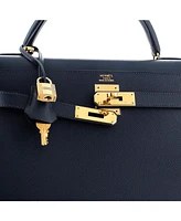 Pre-Owned HERMES Kelly 32 Handbag Blue Courchevel with Gold Hardware