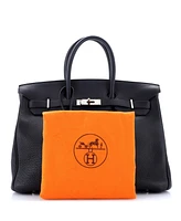 Pre-Owned Hermes Birkin 35 Handbag Black Clemence with Palladium Hardware