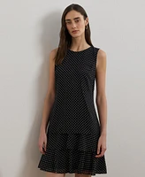 Lauren Ralph Women's Polka-Dot Crinkle Georgette Shift Dress