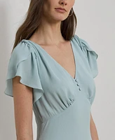 Lauren Ralph Women's Bubble Crepe Flutter-Sleeve Dress