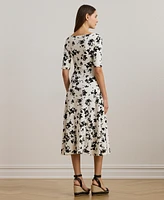 Lauren Ralph Women's Floral Stretch Cotton Midi Dress