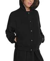 Starter Women's Scuba Solid-Color Snap Shacket