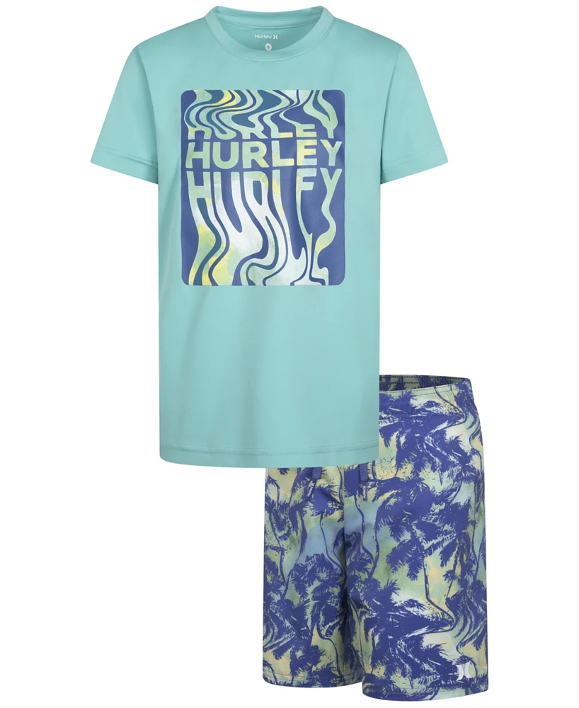 Hurley Little Boys Palm Beach Swim Top & Shorts, 2 Piece Set