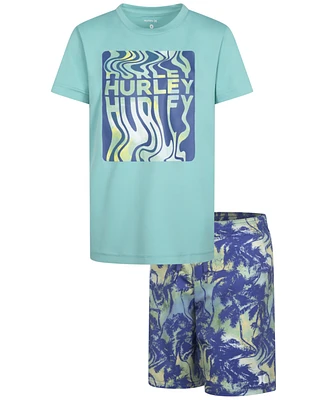 Hurley Little Boys Palm Beach Swim Top & Shorts, 2 Piece Set