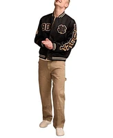 Lucky Brand Mens Embroidered Varsity Jacket Venice Burnout Notch Neck T Shirt Multi Pocket Utility Pants