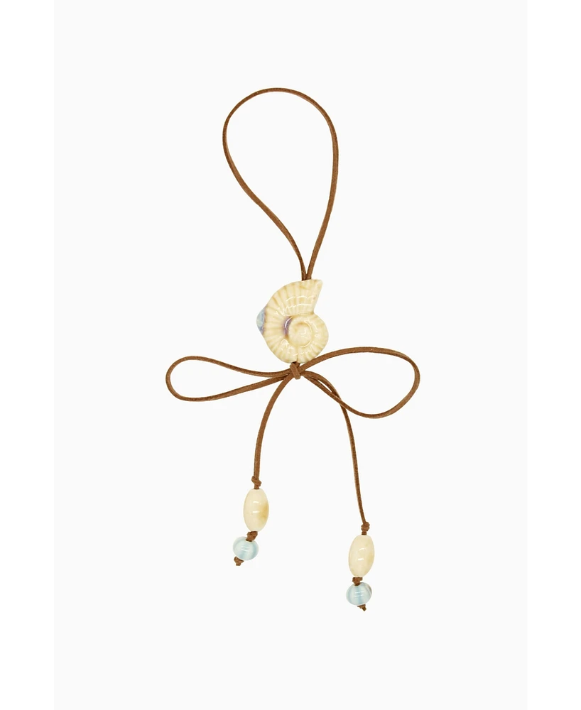 Seashell Tie Suede Necklace Brown