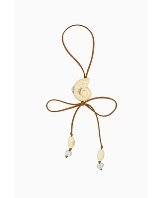 Seashell Tie Suede Necklace Brown