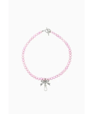 Bow Pink Pearls Necklace