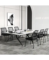 2-Piece Office Guest Chairs on Wheels with Armrests Comfortable and Mobile Seating for Reception or Conference Rooms