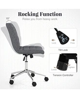 Teddy Fleece Armless Office Chair Cozy and Comfortable Desk for Home or Use