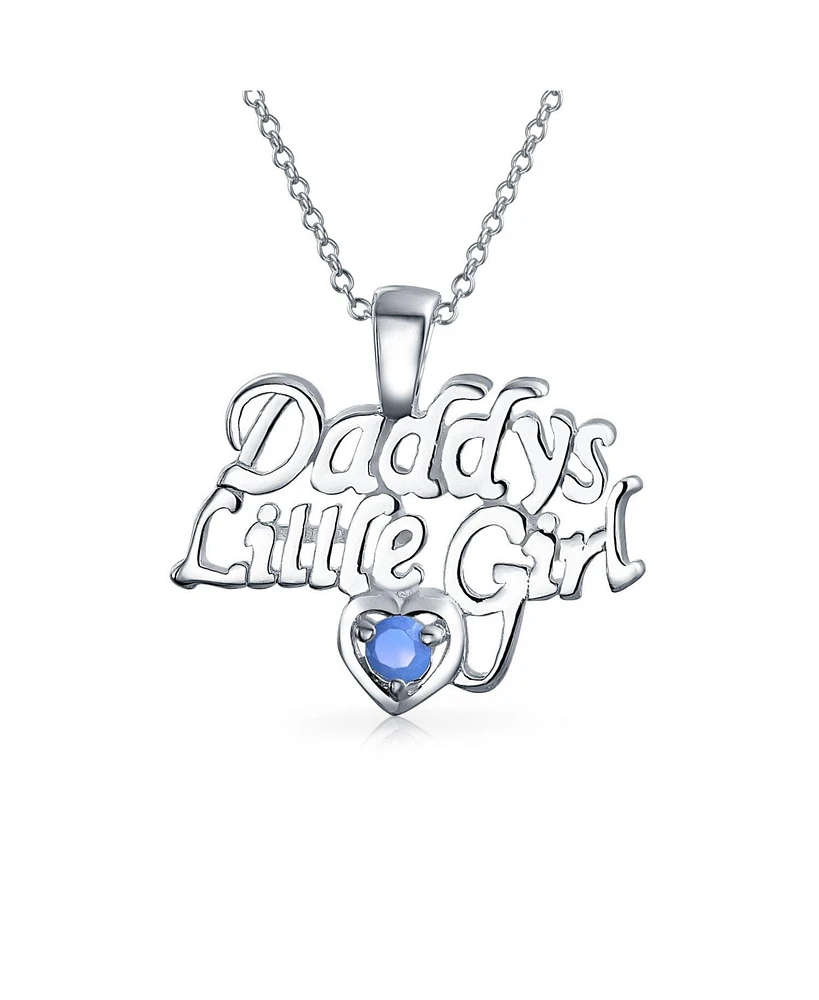 Bling Jewelry Inspirational 'Daddy's Little Girl' Opal Pendant Necklace for Daughter Sterling Silver