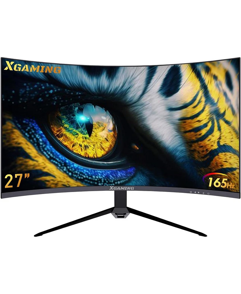 XGaming 27 Inch Qhd Gaming Monitor 165Hz Curved Computer Monitor,16:9 Wide Hdr Pc Monitor 2K Display 2560 x 1440p FreeSync 1ms Response,Eye Care Curve