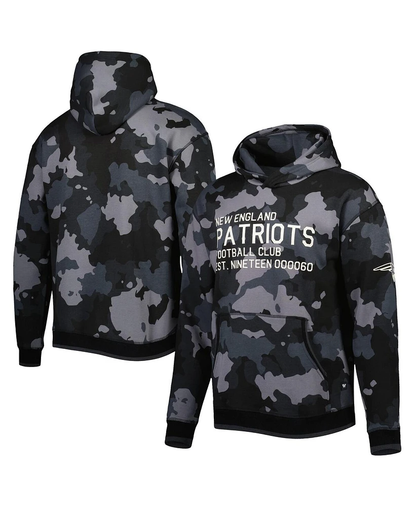 The Wild Collective Men's Black New England Patriots Camo Pullover Hoodie