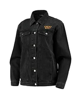 The Wild Collective Women's Black Washington Commanders Button-Up Denim Jacket
