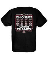 Blue 84 Big Boys and Girls Black Ohio State Buckeyes College Football Playoff 2024 National Champions Schedule T-Shirt