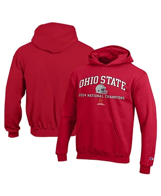 Champion Big Boys and Girls Scarlet Ohio State Buckeyes College Football Playoff 2024 National Champions Pullover Hoodie