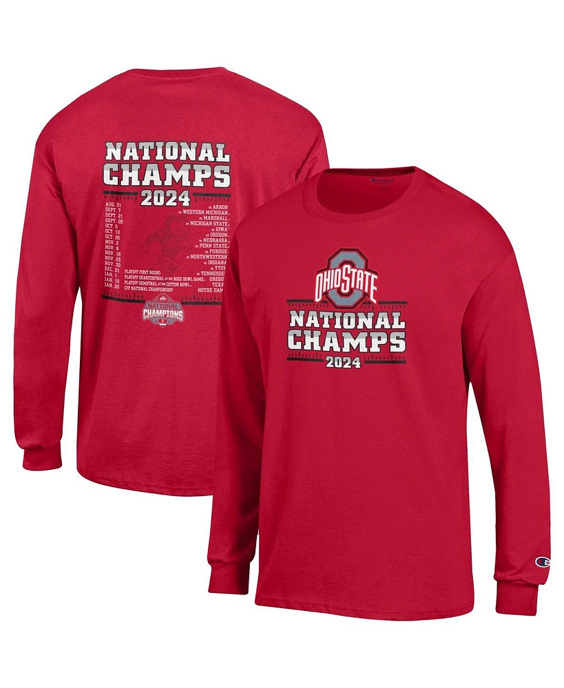 Champion Men's Scarlet Ohio State Buckeyes College Football Playoff 2024 National Champions Long Sleeve T-Shirt