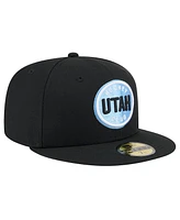 New Era Men's Black Utah Hockey Club Circle Logo 1st Season 59FIFTY Fitted Hat