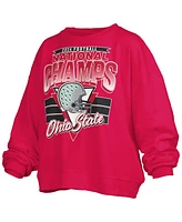 Pressbox Women's Scarlet Ohio State Buckeyes College Football Playoff 2024 National Champions Trilogy Oversized Sweatshirt