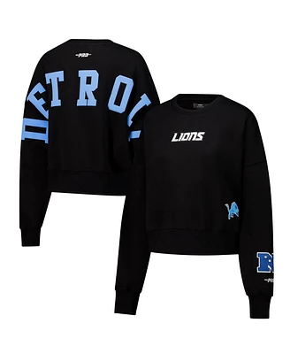 Pro Standard Women's Black Detroit Lions Wingspan Boxy Cropped Pullover Sweatshirt