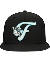 New Era Men's Black Florida Marlins Cooperstown Collection Duo Logo 2.0 59FIFTY Fitted Hat